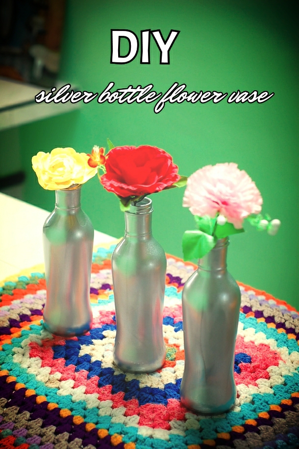 diy silver bottle flower vase
