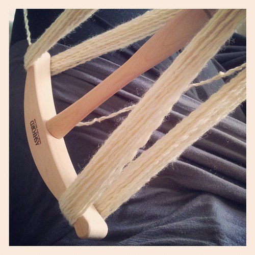 First time using a niddy-noddy. It's strangely satisfying, even if the yarn is shocking! #craftphoto