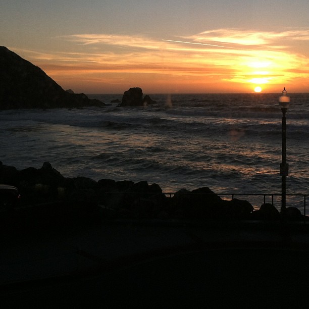 Sidecar and sunset in #pacifica. I love living so close to the ocean!