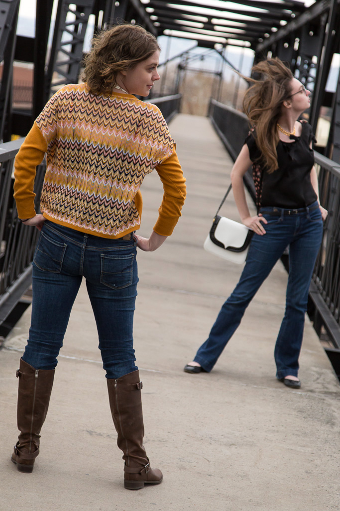 Tulle sweaters, sisters, photo shoot, iron bridge, 