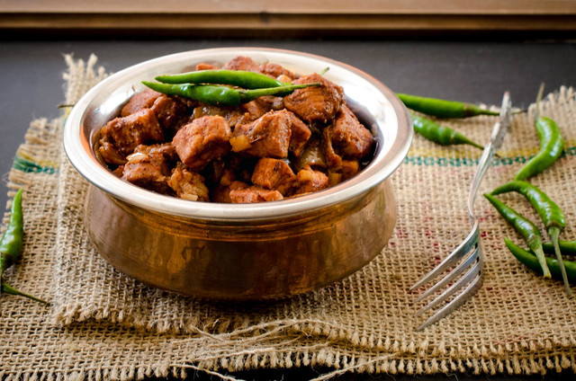 Dukra Maas/ Bafat Pork - Mangalorean Pork Curry with Bafat Spice Mix