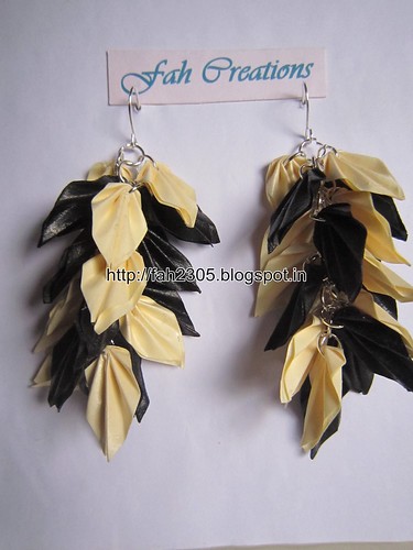 Handmade Jewelry - Origami Paper Leaves Earrings (2) by fah2305