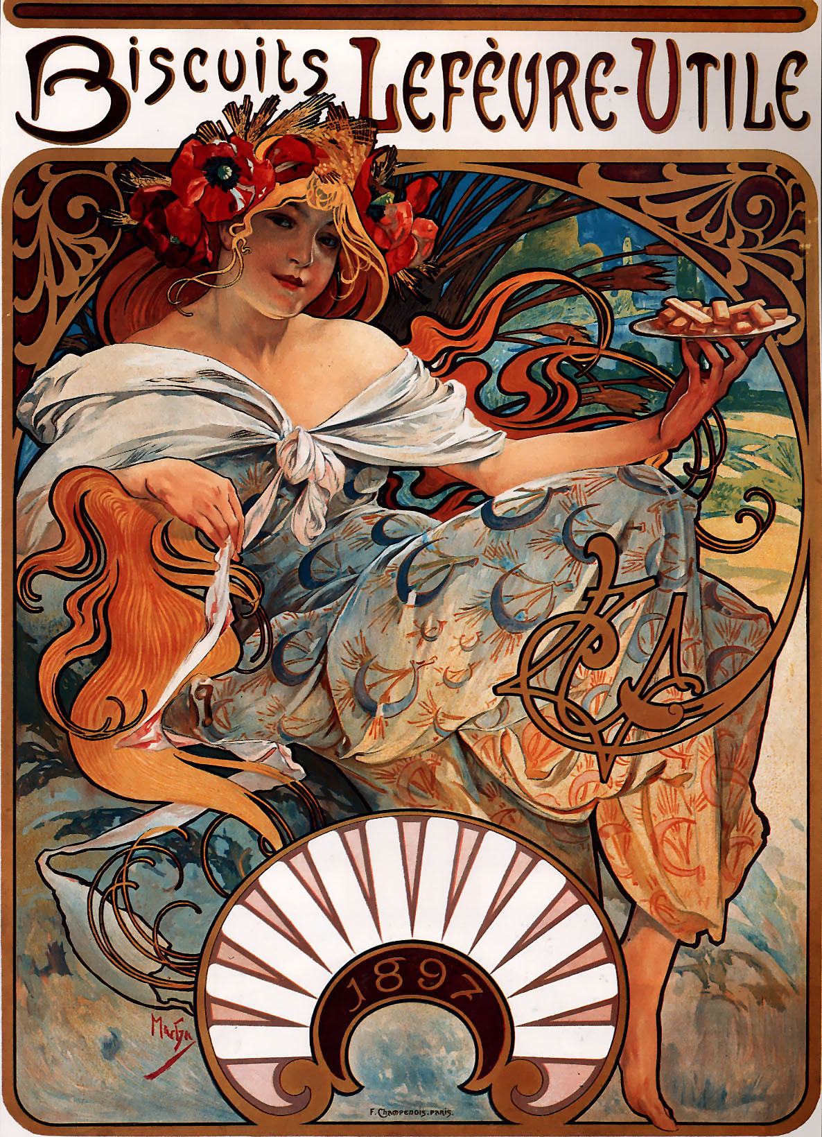 Biscuits Lefèvre-Utile by Alphonse Mucha, 1896