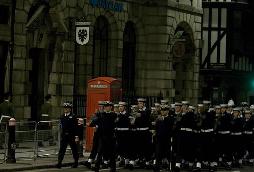 Soldiers march through the City of London