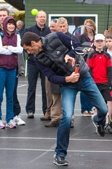 Mark Webber hist by tennis ball