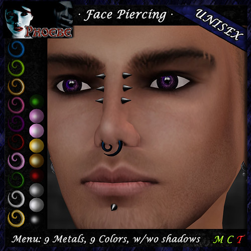 *P* Unisex Spiral Face Piercing Q1 ~9 Metals-9 Colors~