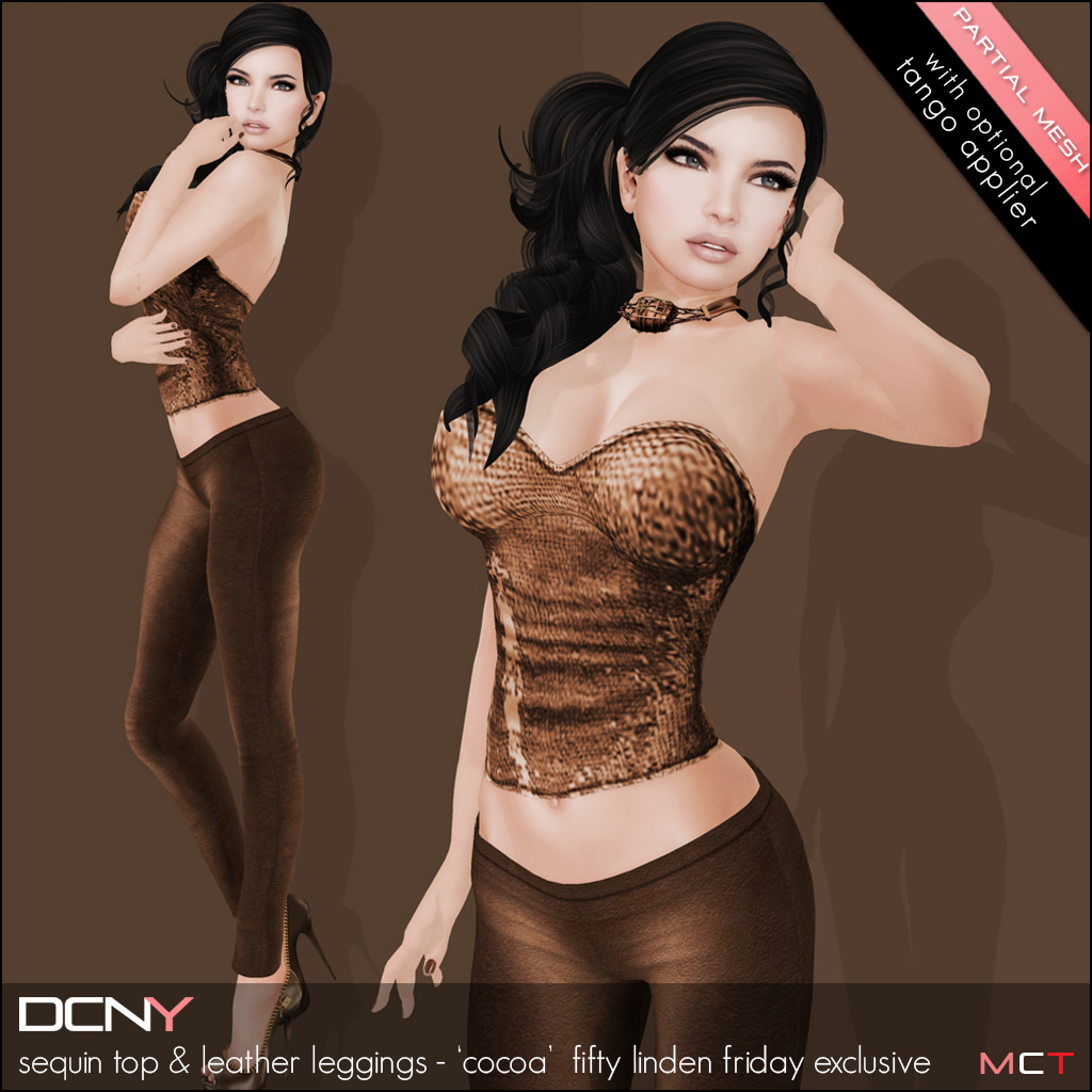 DCNY Sequin Top & Leather Leggings FLF