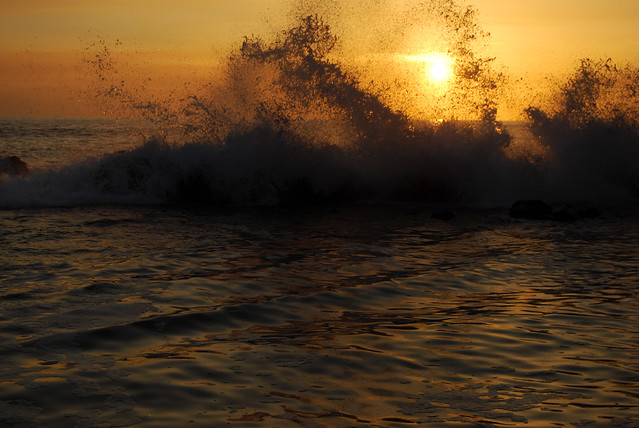 Sunset through the Crashing Waves