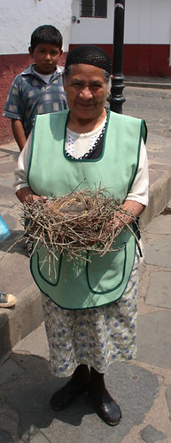 Mexican lady with bird nest