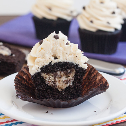 Cookie Dough-Stuffed Dark Chocolate Cupcakes
