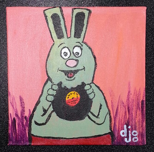 Record Eating Rabbit: My first attempt at "cartooning" with acrylic paints