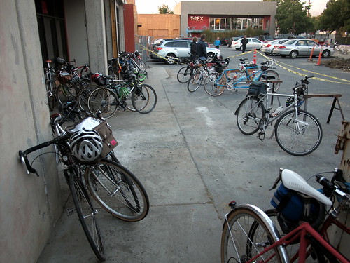 Bike parking at the finish - T-Rex Grill