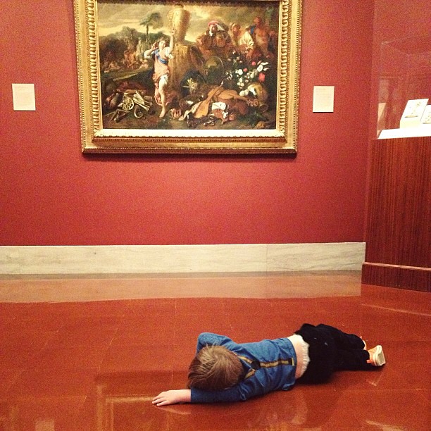 Someone is taking this "art is life" thing a bit too seriously... #toddler #art #museum #kc #drama
