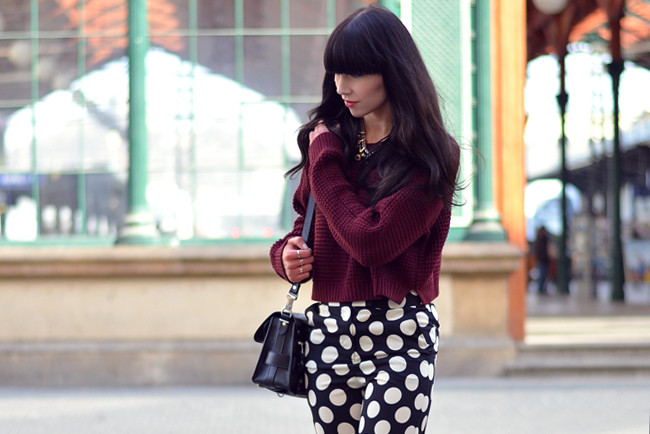 Topshop dots burgundy outfit blogger CATS & DOGS fashion blog 3