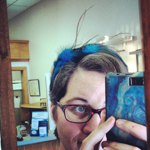 Feathery headband.