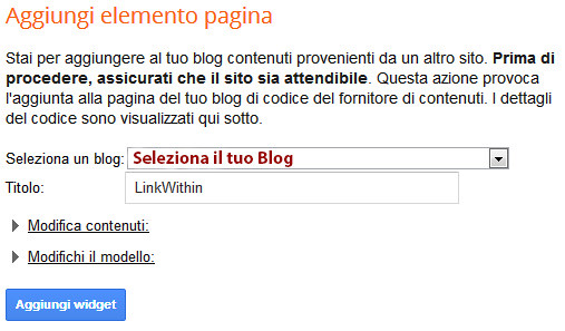 tutorial linkwithin, come aggiungere il gadget  linkwithin sul blog