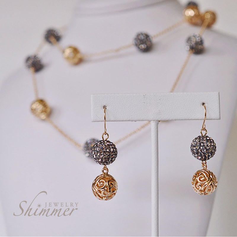 ball earrings with necklace