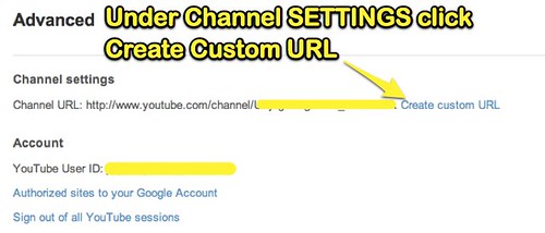 YouTube - Create Custom URL