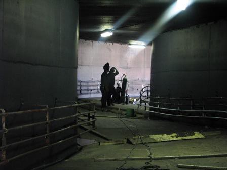 Maintenance work in Raging Rapids tunnel