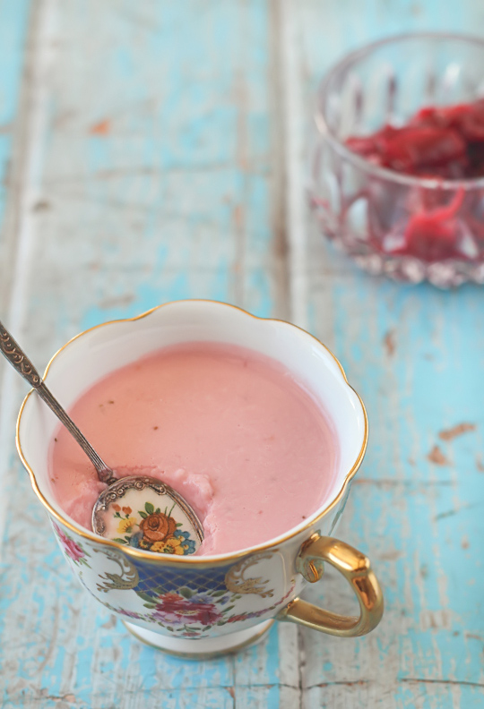 Strawberry Panna Cotta with Roasted Rhubarb