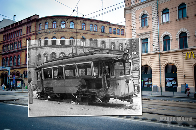 Budapest, VIII. Népszínház utca - József körút sarok, egykori ipari felsőiskola fortepan_31990
