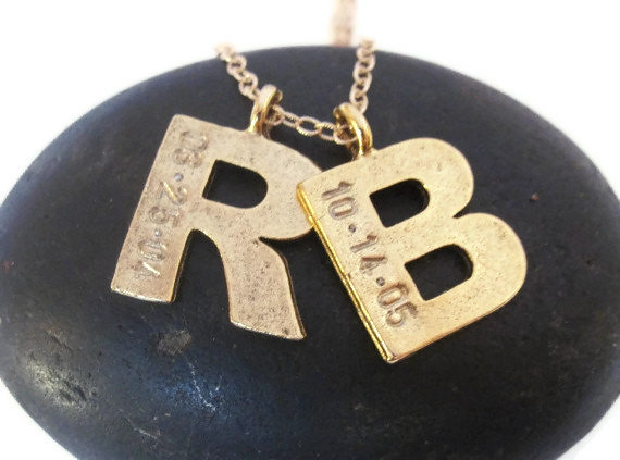 2 gold initial necklace