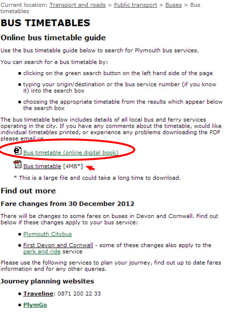 Plymouth City Council   Bus timetables