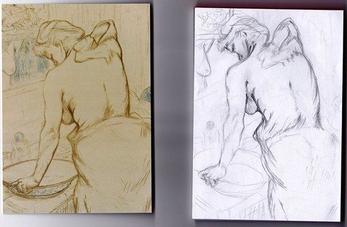 Sketch 1 Lautrec - Woman washing herself - the toilette by Janelle Wallace