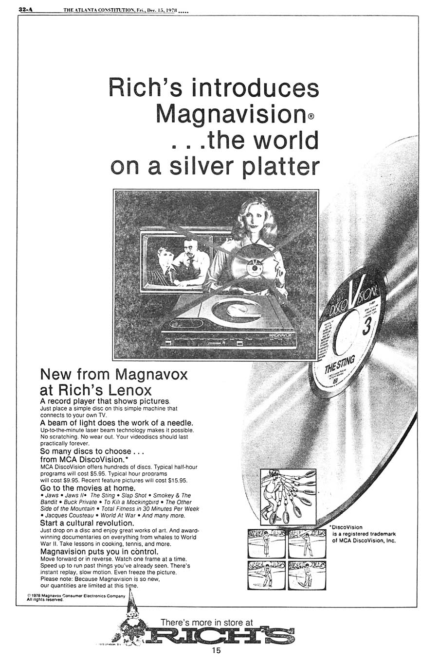 Rich's 1978 ad for Magnavision