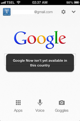 Google Now belum tersedia untuk kawasan Indonesia