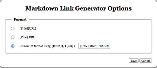 Markdown Link Generator Options
