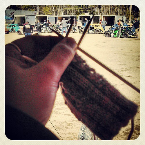 Managed to #knit one whole round at the #racetrack today... #IKnitSoIDontKillPeople #MustKnitMore