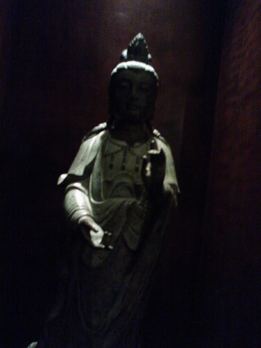 Female Buddha, stone or concrete statue, P.F. Chang's China Bistro, restaurant, 390 West El Camino Real, Sunnyvale, California, USA by Wonderlane