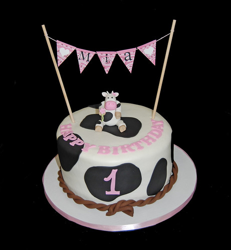 1st birthday cow and western themed cake