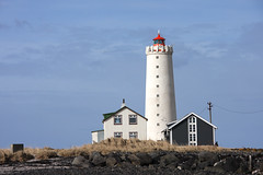 "Faro de Grótta" en Reikiavik  península de Seltjarnarnes Islandia