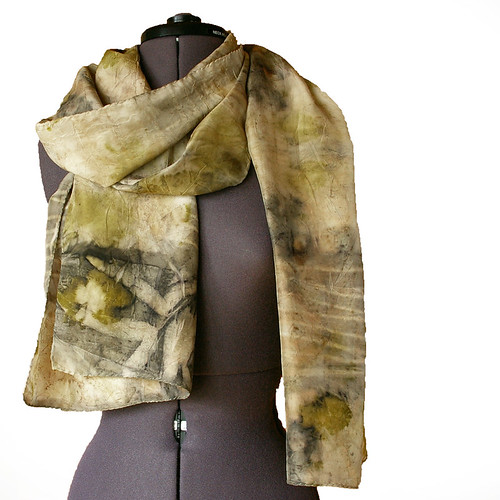 Silk scarf eco printed by Jane Bo