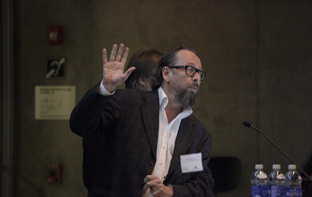 Soren Sorensen, Oslo School of Architecture and Design, making a point during his third session lecture.