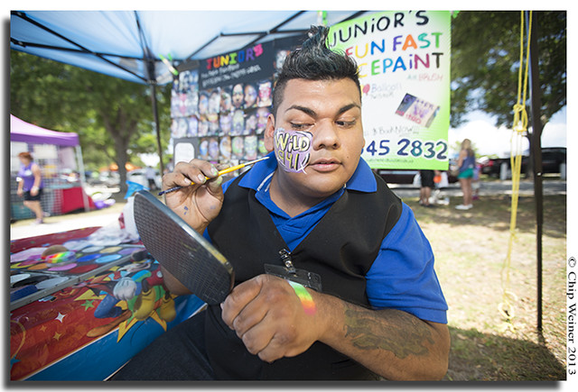Junioe Pena provided face paint for those that wanted it even himself