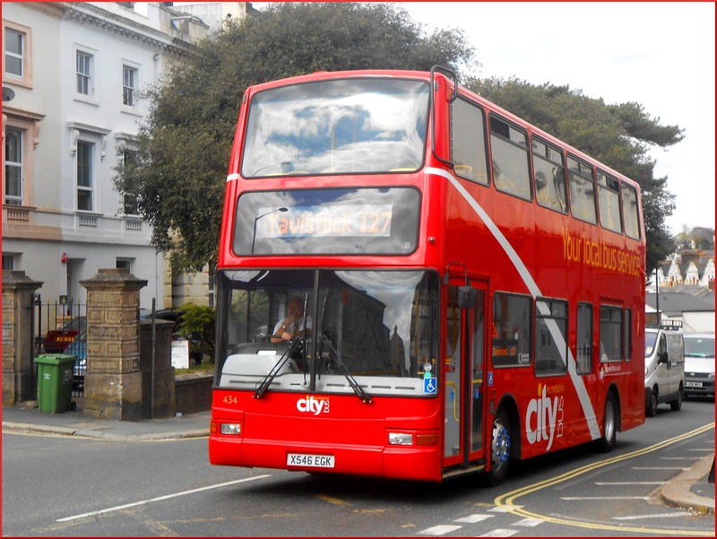 Plymouth Citybus Ex-Stockwell PVL 434 X546EGK is seen departing Plymouth High School for Girls on her first day of service on the 127 School service to Tavistock.