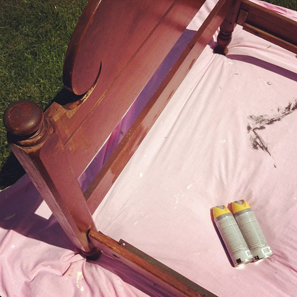 I'm painting a unmatched (but close) pair of twin beds, destined for the guest room. #diy #homestead #homeimprovement