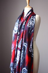 Hand-dyed hand-painted summer cotton scarves