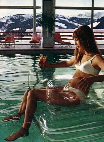 Jane Birkin in the pool