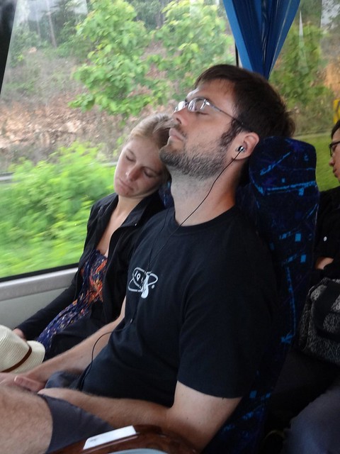 sleeping on thai bus