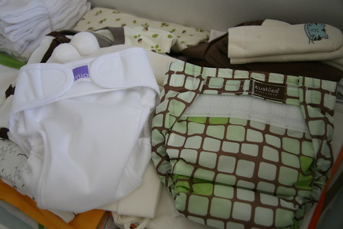 今年新的媽媽包特別強調環保，附了好幾件可重覆使用的尿布