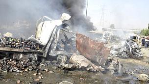 Carnage from two bomb blasts in the Syrian capital. The attacks targeted the interior and intelligence services in the capital of Damascus. by Pan-African News Wire File Photos