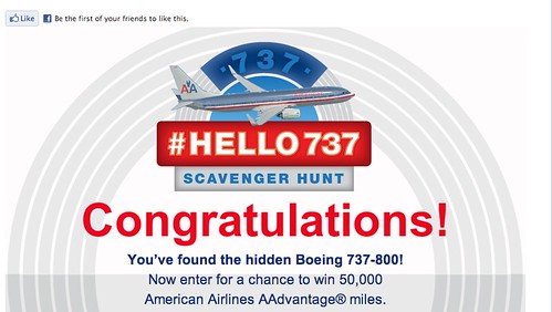 American Airlines #Hello737 Facebook promotion