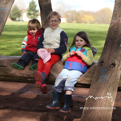 Children on the oak seat