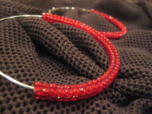 Red Large Hoop Earrings by MS_KIZZI