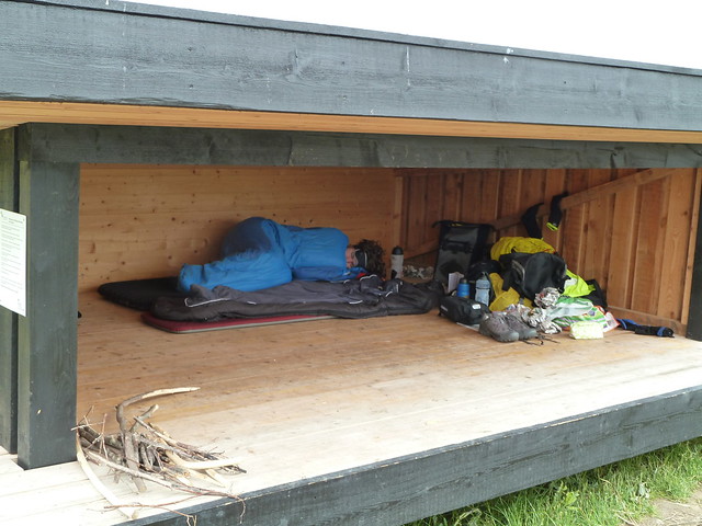Sleeping in a shelter