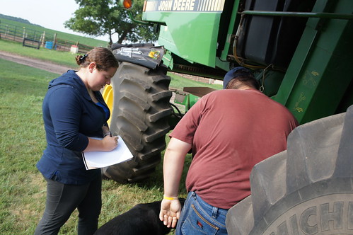 Dan and I inspecting combines
